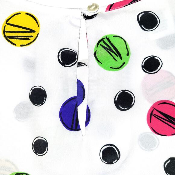 Vintage Penbrooke Lane Geometric Print Keyhole Back Top Size S White Multi Retro - Picture 5 of 9